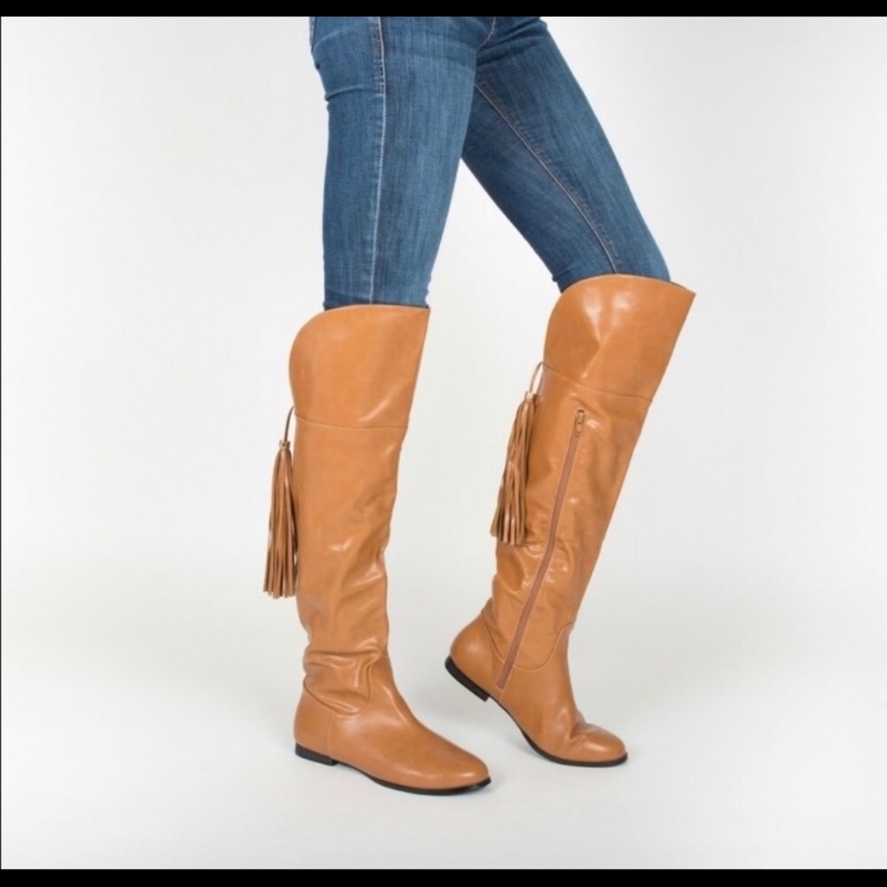 Tan Vegan over the knee boots